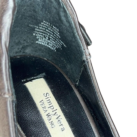 Simply Vera Vera Wang Brown Leather Stilettos Heels Womens Size 7 Pointed Toe - Picture 10 of 11